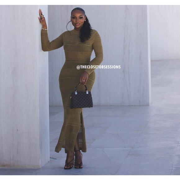 MANGO Long Knit Openwork Maxi Dress 🤎✨ NWT - Picture 9 of 16